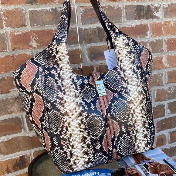 NWT Brahmin Carla Tea Rose Evita Snakeskin Python - Picture 8 of 9